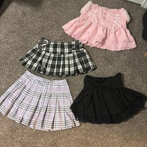 The purple skirt is forever 21, the black plaid is an Abby Dawn, to other IDK